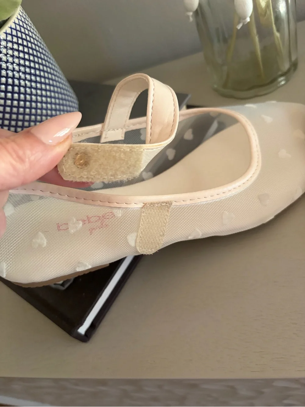 bebe Girls Cream Heart Mesh Mary Janes
